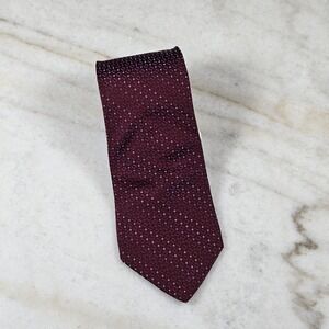 Perry Ellis Portfolio Silk Tie Burgundy Red Blue Geometric Diamond Neat Pattern